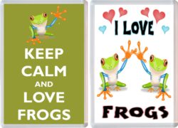 Keep Calm & I Love Frogs (2 PACK) - Jumbo Fridge Magnet Souvenir Gift Present