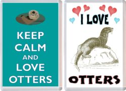 Keep Calm & I Love Otters (2 PACK) - Jumbo Fridge Magnet Souvenir Gift Present