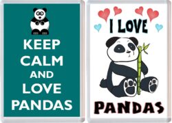 Keep Calm & I Love Pandas (2 PACK) - Jumbo Fridge Magnet Souvenir Gift Present