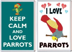 Keep Calm & I Love Parrots (2 PACK) - Jumbo Fridge Magnet Souvenir Gift Present