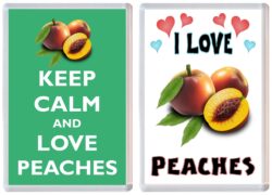 Keep Calm & I Love Peaches (2 PACK) - Jumbo Fridge Magnet Souvenir Gift Present