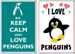 Keep Calm & I Love Penguins (2 PACK) - Jumbo Fridge Magnet Souvenir Gift Present