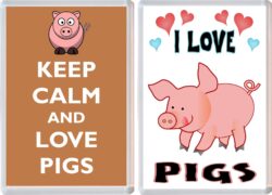 Keep Calm & I Love Pigs (2 PACK) - Jumbo Fridge Magnet Souvenir Gift Present