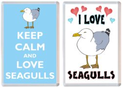 Keep Calm & I Love Seagulls (2 PACK) - Jumbo Fridge Magnet Souvenir Gift Present