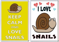 Keep Calm & I Love Snails (2 PACK) - Jumbo Fridge Magnet Souvenir Gift Present
