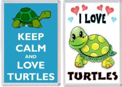 Keep Calm & I Love Turtles (2 PACK) - Jumbo Fridge Magnet Souvenir Gift Present