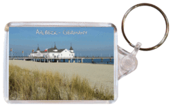 Ahlbeck - Germany - Double Sided Large Keyring Key Fob Chain Ring Gift Present Souvenir G2