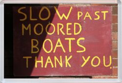 Slow Past Moored Boat - Canal Sign - Jumbo Fridge Magnet Souvenir Gift Present