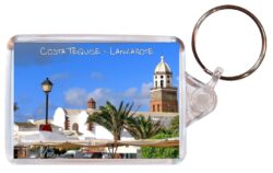 Costa Tequise - Lanzarote - Canary Islands - Spain - Double Sided Large Keyring Key Fob Chain Ring Gift Present Souvenir A2