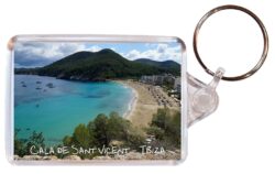 Cala de Sant Vicent - Ibiza - Spain - Double Sided Large Keyring Key Fob Chain Ring Gift Present Souvenir A12