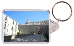 Ibiza Town - Spain - Double Sided Large Keyring Key Fob Chain Ring Gift Present Souvenir DE1