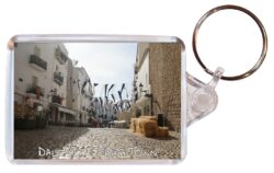 Dalt Vila - Ibiza Town - Spain - Double Sided Large Keyring Key Fob Chain Ring Gift Present Souvenir DE2