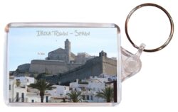 Ibiza Town - Spain - Double Sided Large Keyring Key Fob Chain Ring Gift Present Souvenir DE3