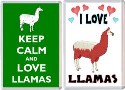 Keep Calm & I Love Lllamas (2 PACK) - Jumbo Fridge Magnet Souvenir Gift Present