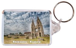 Soissons - France - Double Sided Large Keyring Key Fob Chain Ring Gift Present Souvenir WC1