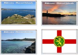 Alderney - Channel Islands - 4 PACK - Jumbo Fridge Magnet Souvenir Gift Present