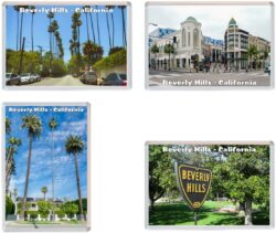 Beverly Hills - Los Angeles - California - USA - 4 PACK - Jumbo Fridge Magnet Souvenir Gift Present