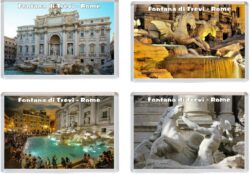 Fontana/Fountain di Trevi - Rome - Italy - 4 PACK - Jumbo Fridge Magnet Souvenir Gift Present