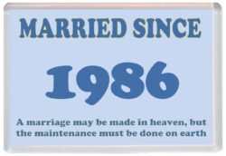 Married Since 1986 - Jumbo Fridge Magnet Souvenir Gift Present Wedding Anniversary