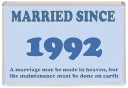 Married Since 1992 - Jumbo Fridge Magnet Souvenir Gift Present Wedding Anniversary