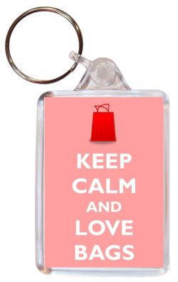 Keep Calm and Love Bags – Double Sided Large Keyring Key Fob Chain Ring Gift Present
