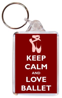 Keep Calm and Love Ballet – Double Sided Large Keyring Key Fob Chain Ring Gift Present