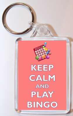 Keep Calm and Love Bingo – Double Sided Large Keyring Key Fob Chain Ring Gift Present