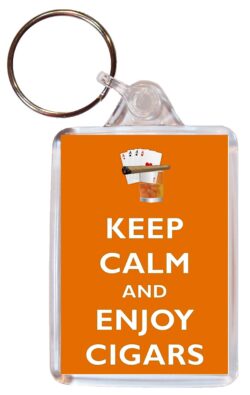 Keep Calm and Love Cigars - Double Sided Large Keyring Key Fob Chain Ring Gift Present