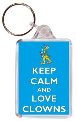 Keep Calm and Love Clowns - Double Sided Large Keyring Key Fob Chain Ring Gift Present