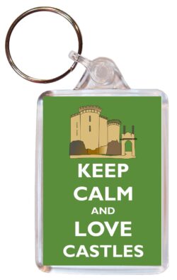 Keep Calm and Love Castles - Double Sided Large Keyring Key Fob Chain Ring Gift Present