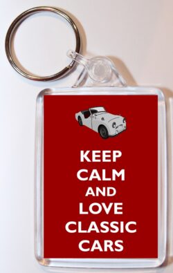 Keep Calm and Love Classic Cars - Double Sided Large Keyring Key Fob Chain Ring Gift Present