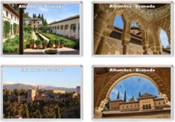 Alhambra - Granada - Spain - 4 PACK - Jumbo Fridge Magnet Souvenir Gift Present