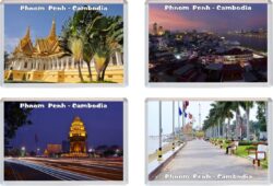 Phnom Penh - Cambodia - 4 PACK - Jumbo Fridge Magnet Souvenir Gift Present