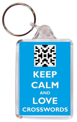 Keep Calm and Love Crosswords - Double Sided Large Keyring Key Fob Chain Ring Gift Present