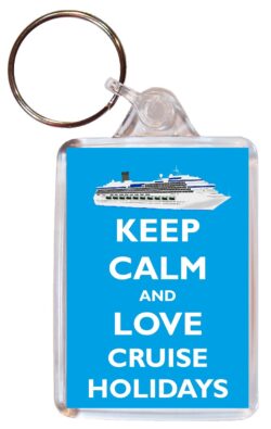 Keep Calm and Love Cruise Holidays - Double Sided Large Keyring Key Fob Chain Ring Gift Present