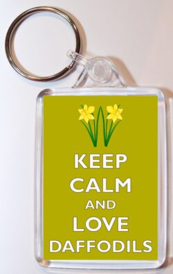 Keep Calm and Love Daffodils - Double Sided Large Keyring Key Fob Chain Ring Gift Present