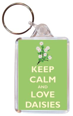 Keep Calm and Love Daisies - Double Sided Large Keyring Key Fob Chain Ring Gift Present