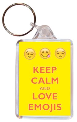 Keep Calm and Love Emojis - Double Sided Large Keyring Key Fob Chain Ring Gift Present