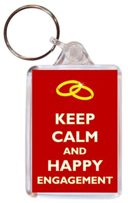 Keep Calm and Happy Engagement - Double Sided Large Keyring Key Fob Chain Ring Gift Present