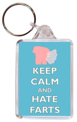 Keep Calm and Hate Farts - Double Sided Large Keyring Key Fob Chain Ring Gift Present