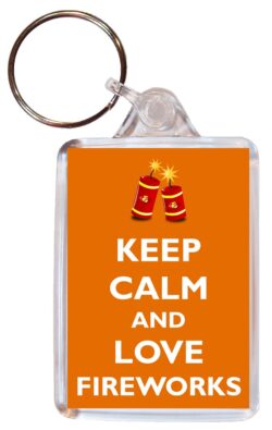 Keep Calm and Love Fireworks - Double Sided Large Keyring Key Fob Chain Ring Gift Present