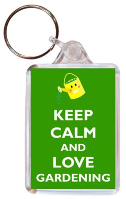 Keep Calm and Love Gardening - Double Sided Large Keyring Key Fob Chain Ring Gift Present