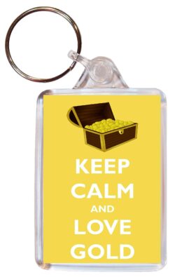 Keep Calm and Love Gold - Double Sided Large Keyring Key Fob Chain Ring Gift Present