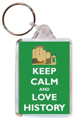 Keep Calm and Love History - Double Sided Large Keyring Key Fob Chain Ring Gift Present