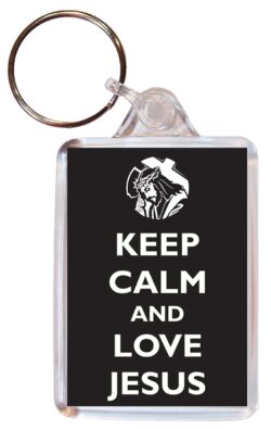 Keep Calm and Love Jesus - Double Sided Large Keyring Key Fob Chain Ring Gift Present