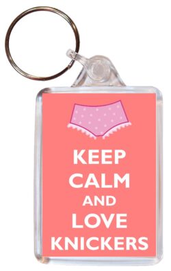Keep Calm and Love Knickers - Double Sided Large Keyring Key Fob Chain Ring Gift Present