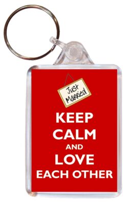 Keep Calm and Love Each Other - Double Sided Large Keyring Key Fob Chain Ring Gift Present (Just Married)