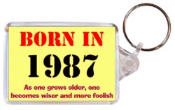 Born in 1987 Quote - Double Sided Large Keyring Key Fob Chain Ring Gift Present Souvenir