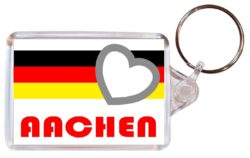 Aachen - Love Germany/German Town & Cities Flag - Double Sided Large Keyring Key Fob Chain Ring Gift Present Souvenir