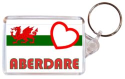 Aberdare - Love Wales/Welsh Town & Cities Flag - Double Sided Large Keyring Key Fob Chain Ring Gift Present Souvenir